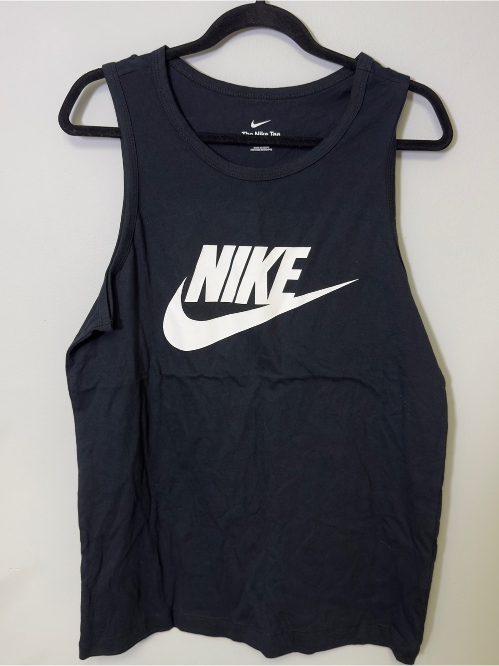 Nike Black Tank with White Swoosh Logo Men’s Size M